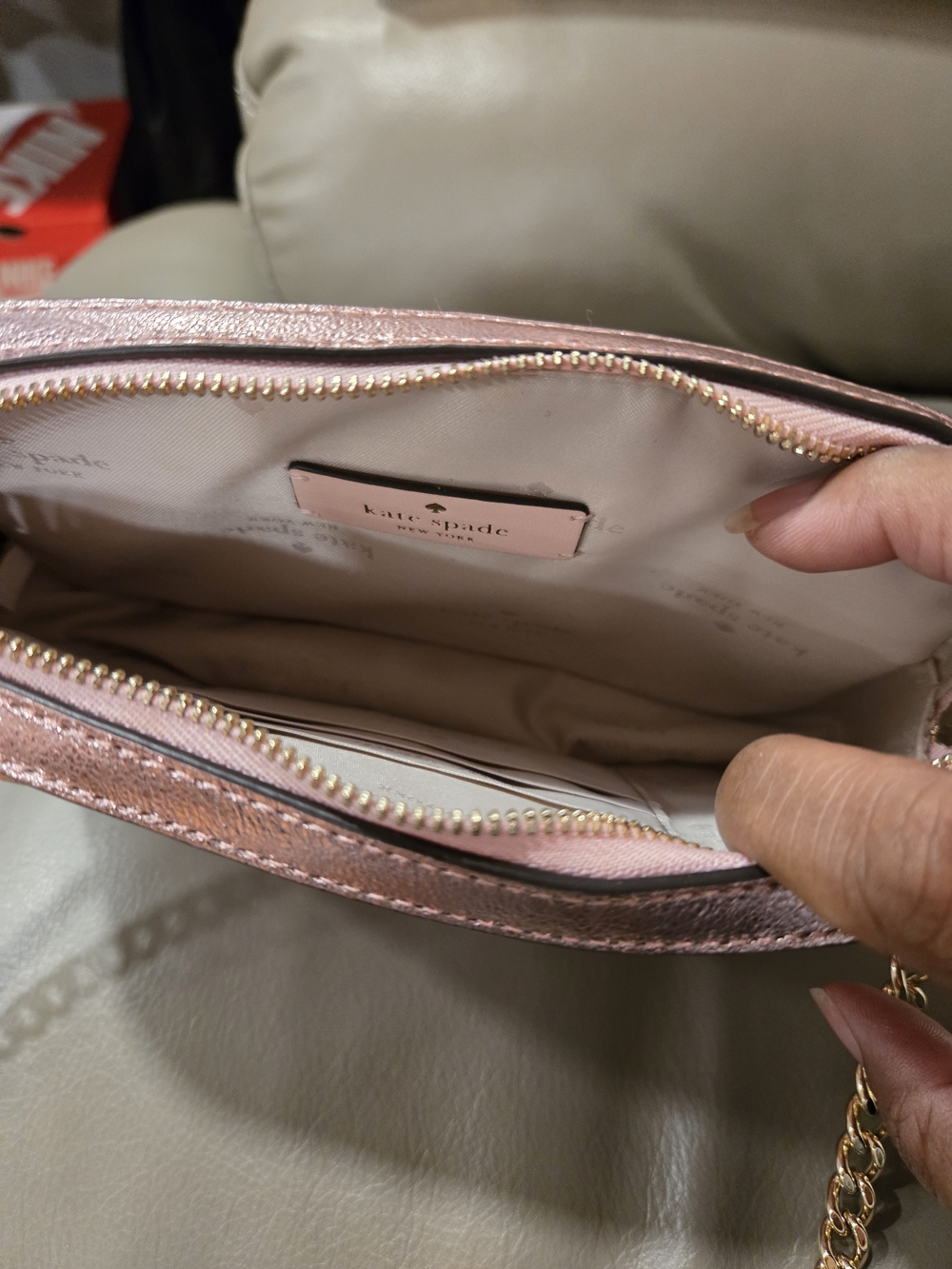 Kate Spade Glimmer Quilted Metallic Boxed Crossbody Set - Mitten Pink NWT - Picture 7 of 13